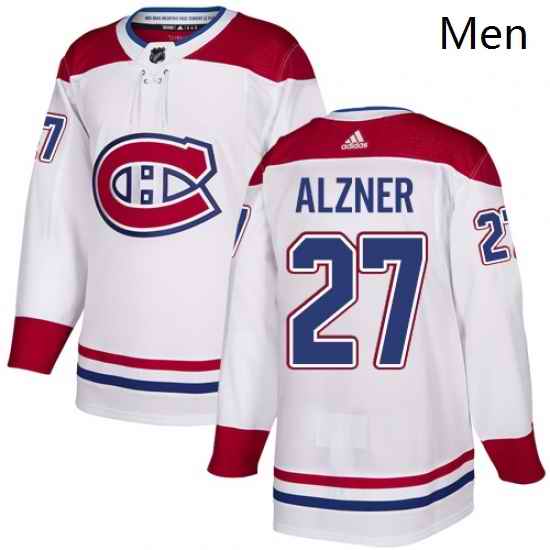 Mens Adidas Montreal Canadiens 27 Karl Alzner Authentic White Away NHL Jersey